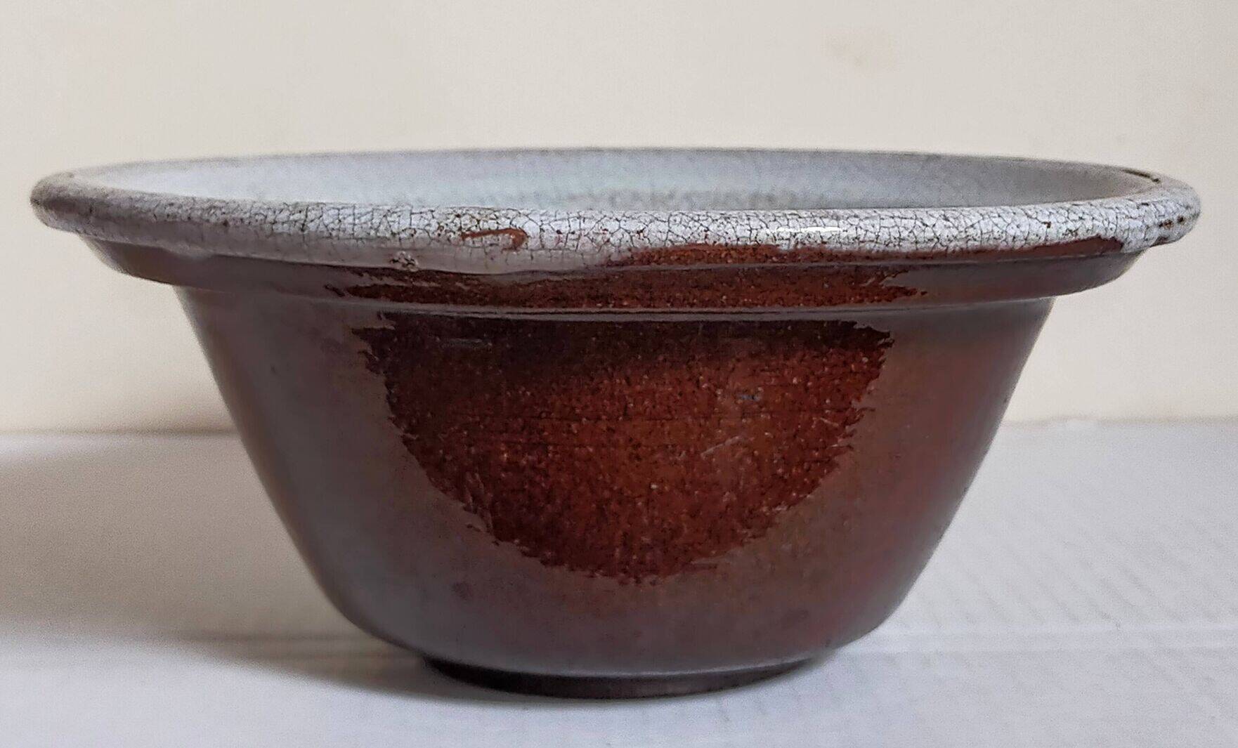 19th century enamelled earthenware salad bowl