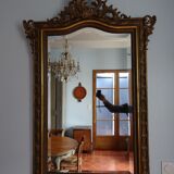 Miroir en bois stuqué doré XIXème siècle 92x142cm