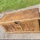 wedding chest in solid fruit wood carved with 2 Menorahs and Hebrew symbol from the 18th century or even before.