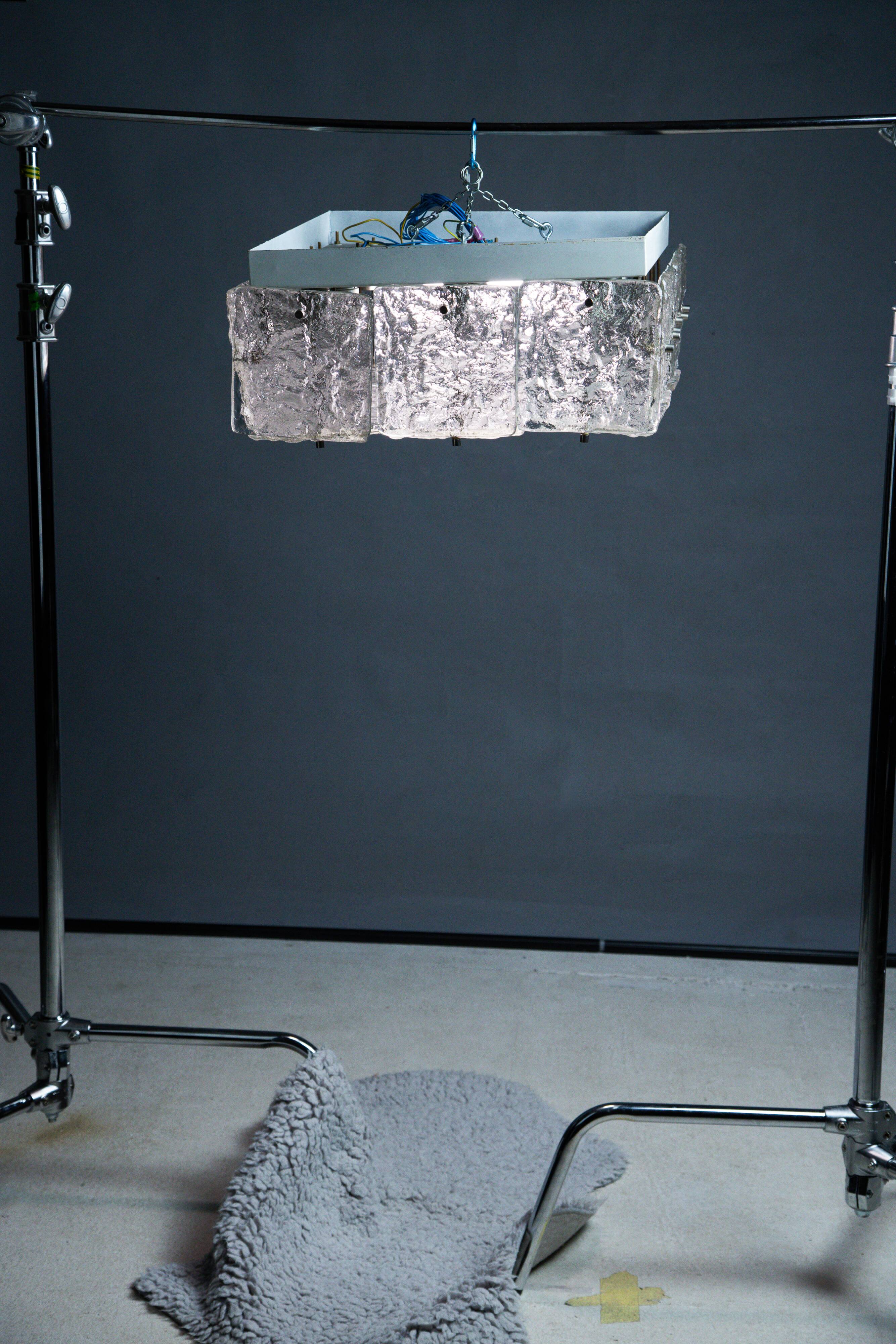 Large Vintage J.T. Kalmar Glass Flush Mount - 1960s Austrian Ceiling Light