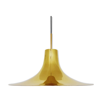Amazing large Mid Century Modern golden trumpet shaped pendant lamp