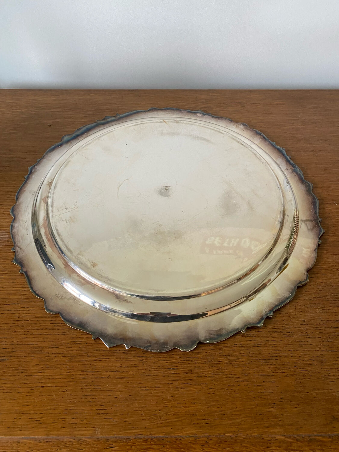 Antique Silver Serving Dish with Floral Art Nouveau Decoration Vintage