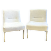 Pair of vintage white boucle armchairs – 1970s design