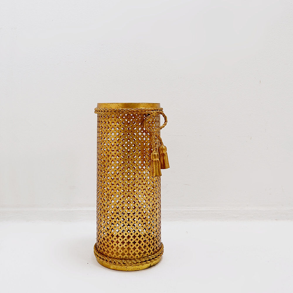 Golden umbrella stand Hollywood Regency by Li Puma Firenze, Italy 1950s
