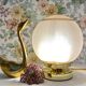 Vintage art deco globe table lamp in pink granite glass