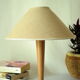 Lampe de table pied chromé et bois vintage