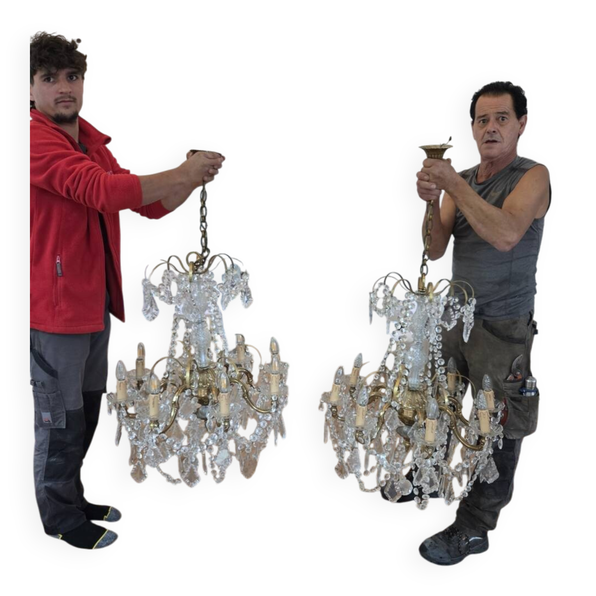 Large butterfly chandelier in glass and gilded metal - Louis XV style
