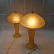 Pair of mushroom lamps in glass paste – Honey and amber tones