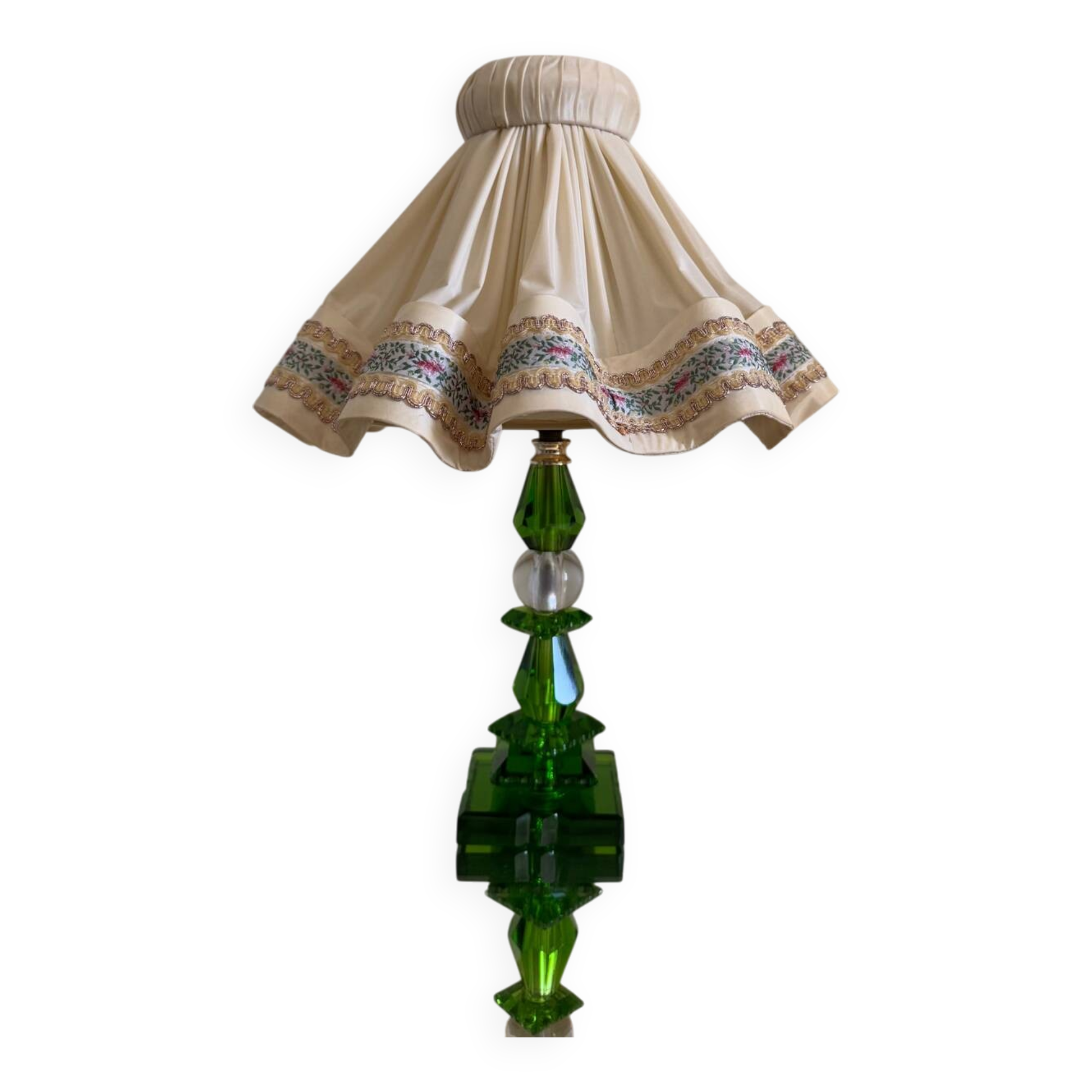 Lampe cristal émeraude Art Déco