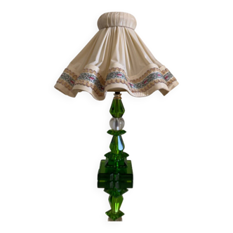 Art Deco Emerald Crystal Lamp