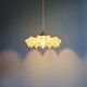 Art Deco pendant light in speckled green and white pleated glass, 1920s-30s.