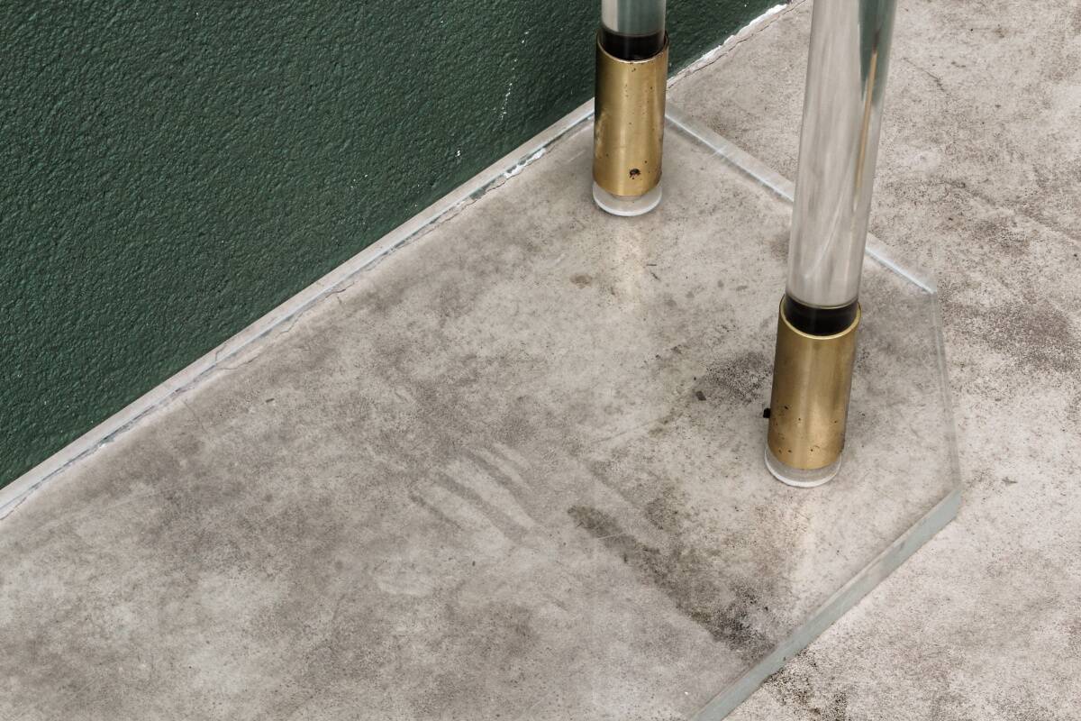 Console, altuglass, 1970s, in the style of Charles Hollis Jones.