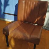 Pair of lounge armchairs, 70s leather