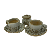 Ceramic coffee set with champlevé décor by Huguette Bessone