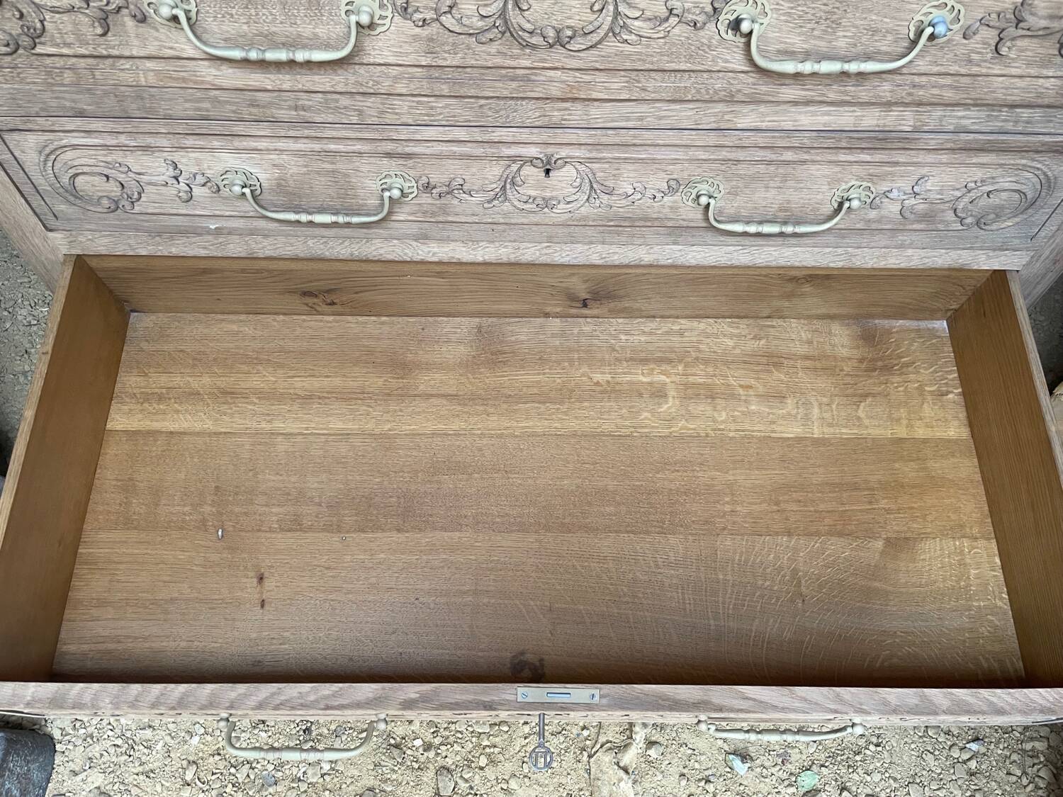 Large stripped oak chest of drawers