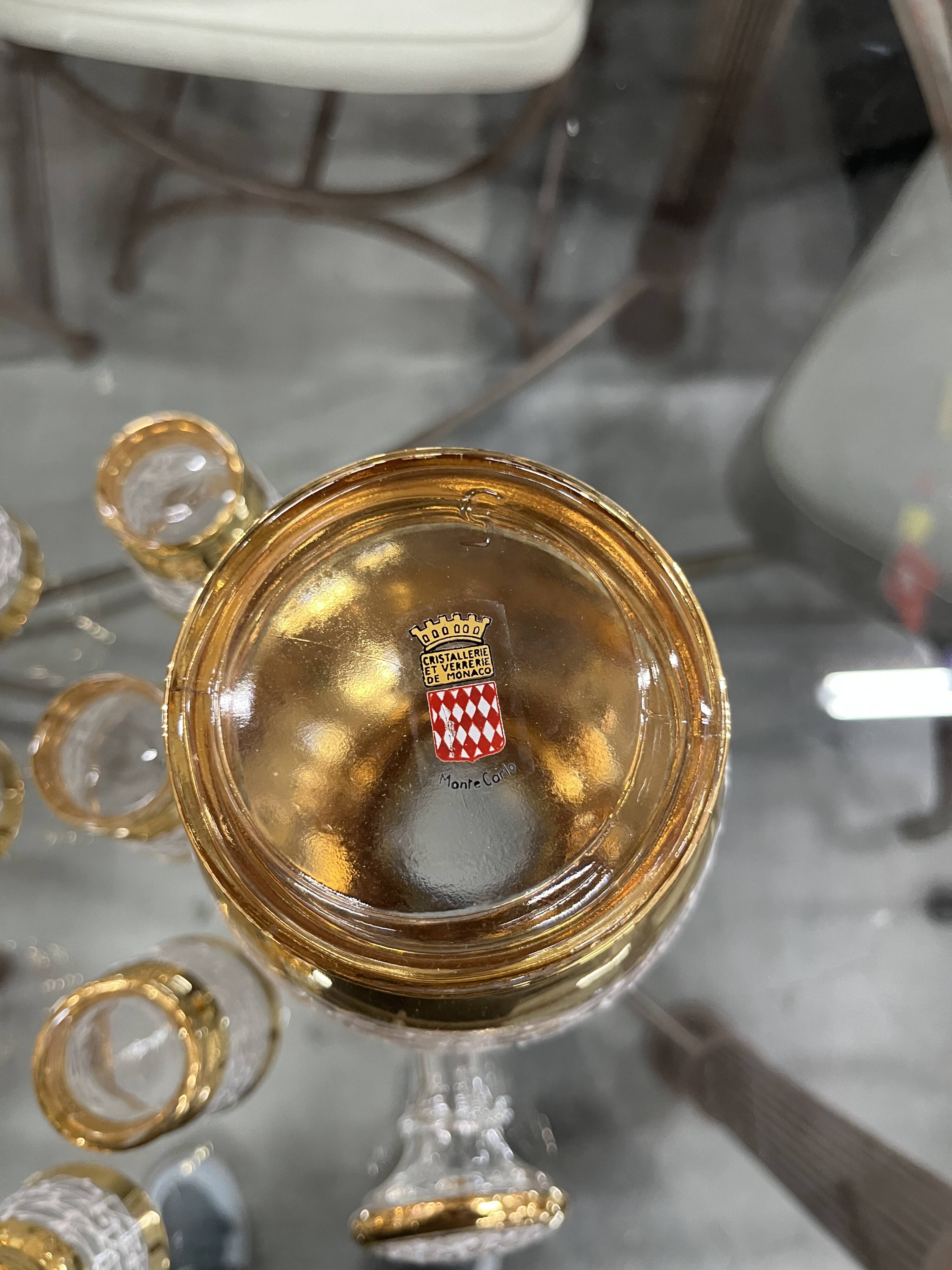 Service alcool carafe verres liqueur Verrerie de Monaco