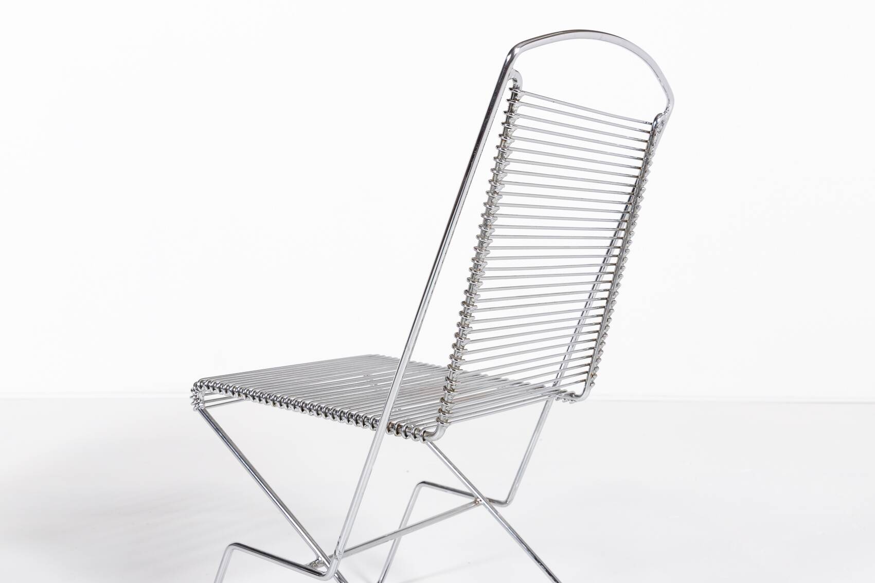 Set of 4 Vintage Architectural steel wire chairs, Italy
