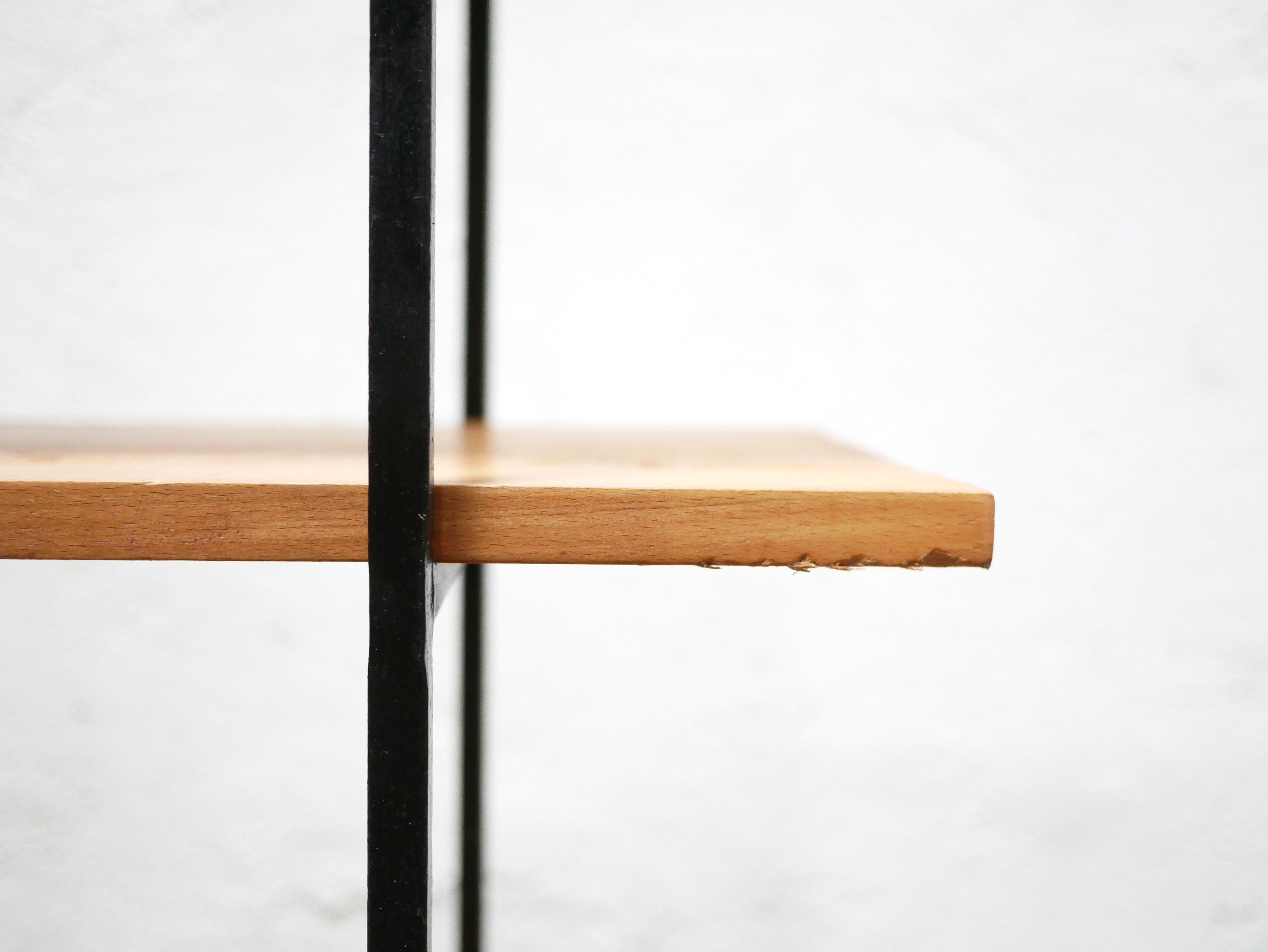 Vintage wooden and metal shelf