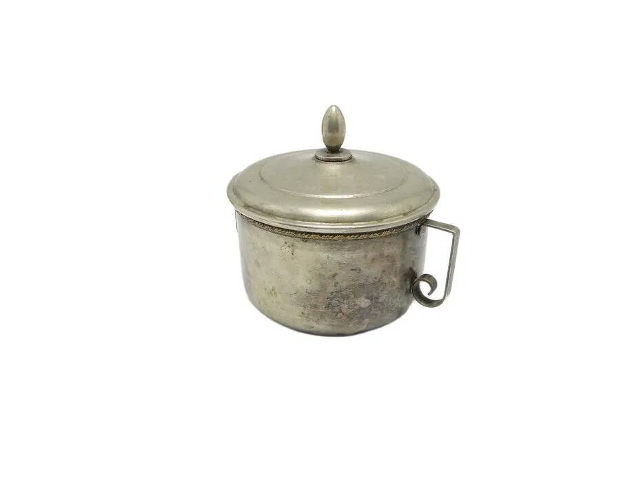 ABU Sugar Bowl, mid-century modern, silver-plated brass, Poland, 1960s