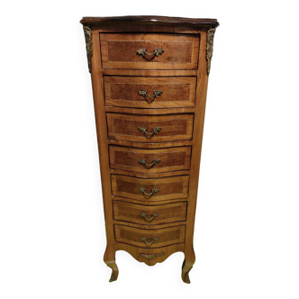 Weekly chest of drawers art deco walnut marquetry 7 drawers