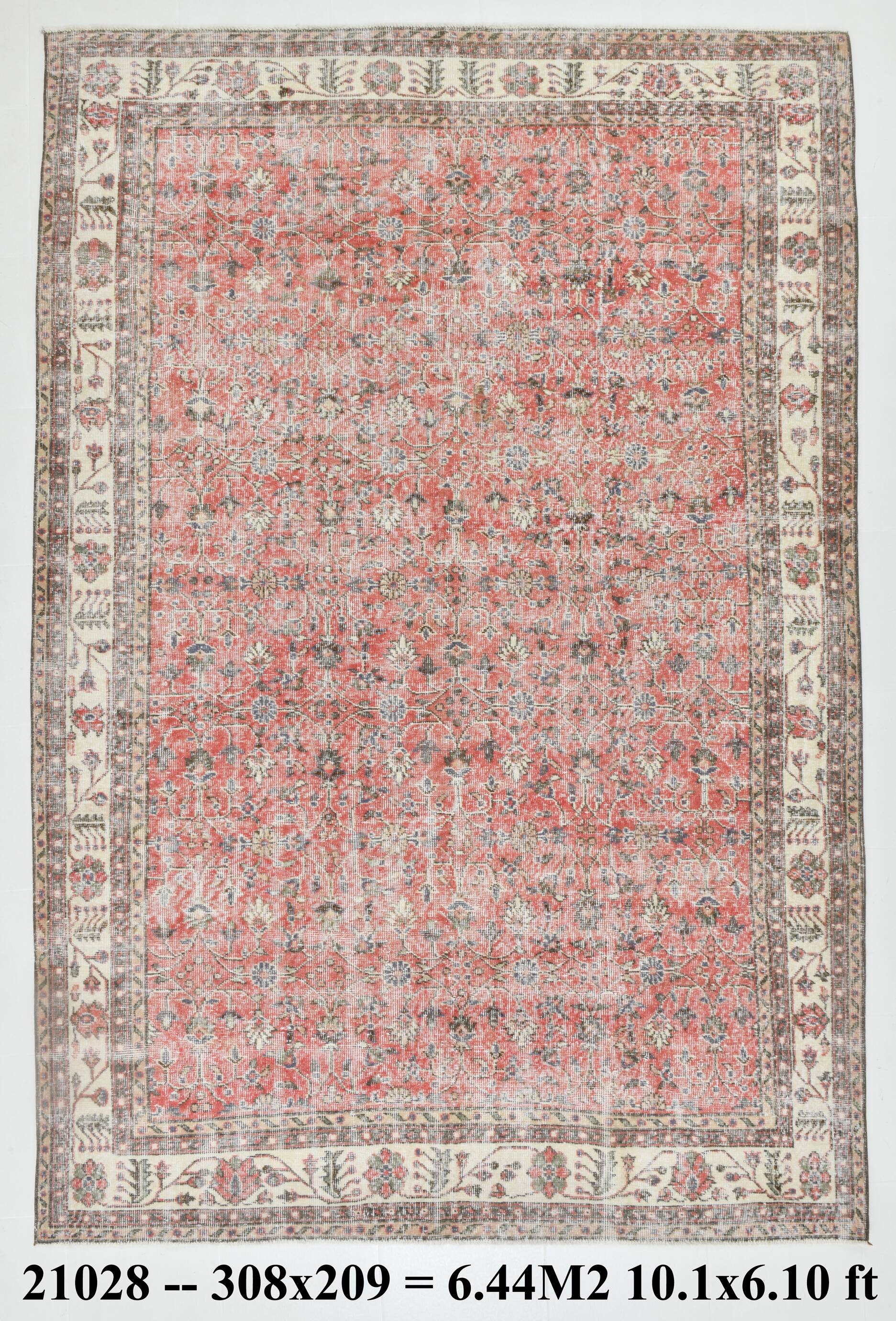 7x10 Pale Red Beige Turkish Area Rug, 209x308Cm SK 21028