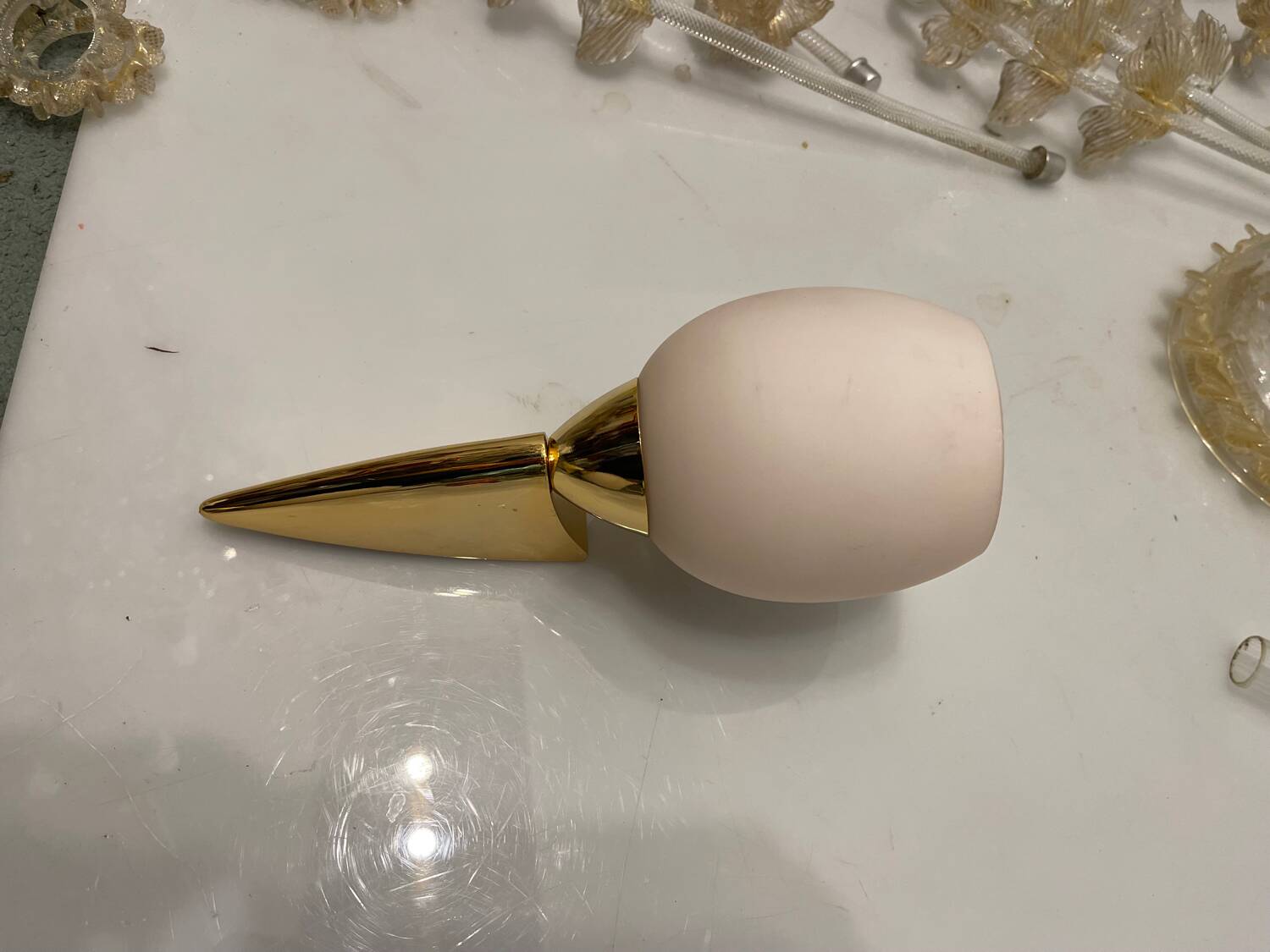 Pink Opaline Glass Brass Sconces Set of 2 1960’s