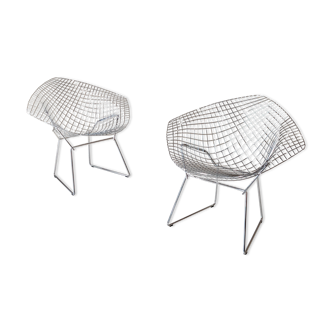 Set of two "diamond" armchairs by Harry Bertoia for Knoll