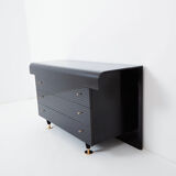 Commode laquée noire laiton signée Pierre Cardin 1980