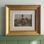 Washerwoman at the washhouse - Old oil painting signed Gilbert