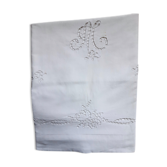 Drap coton brodé Richelieu monogrammé "M"