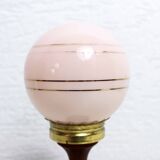 Vintage teak and pink glass lamp
