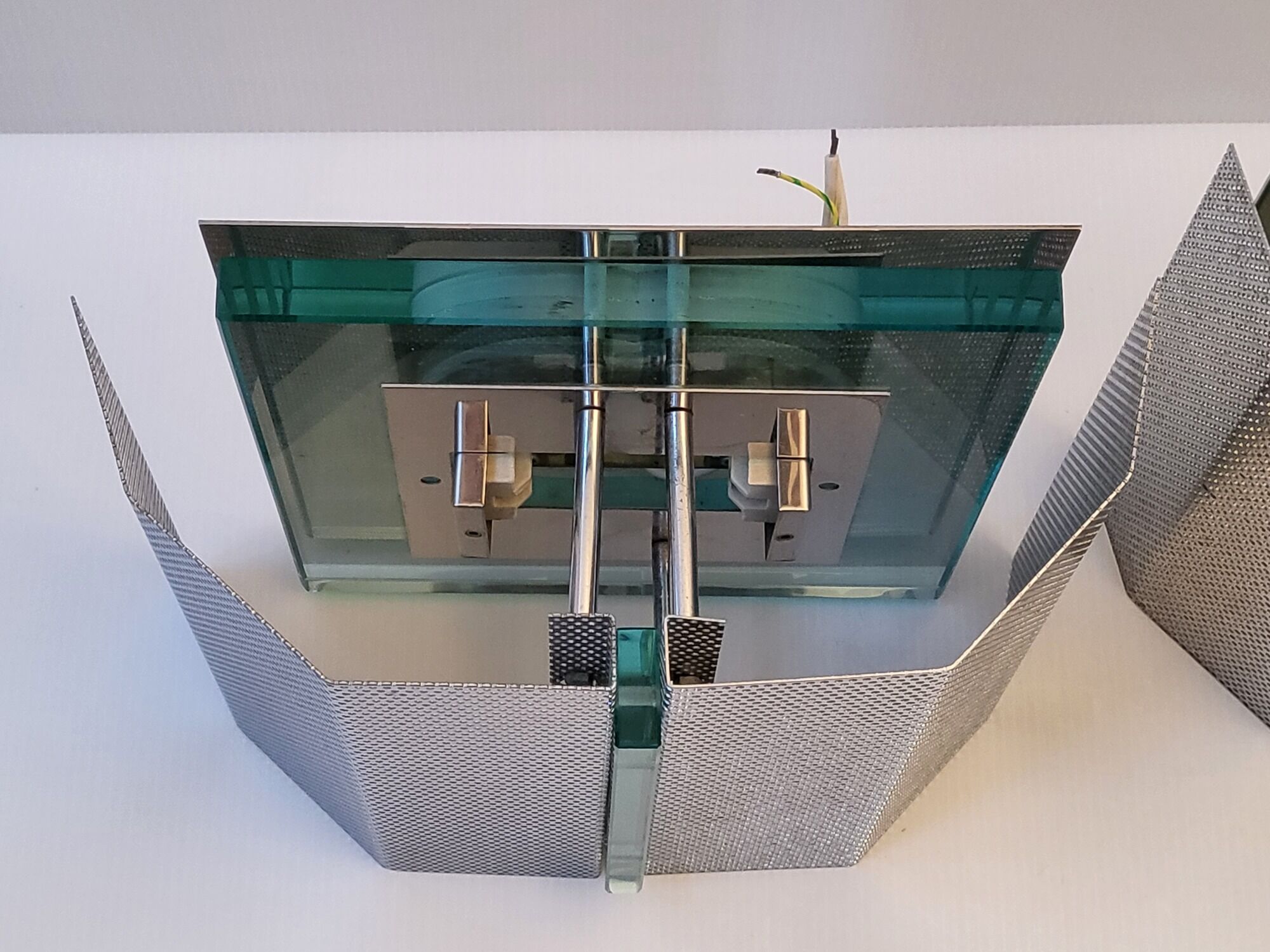 Pair of spectral vintage 1980 wall lamps