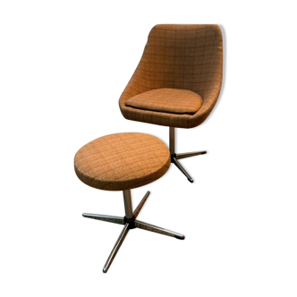 Fauteuil et repose-pied vintage space age