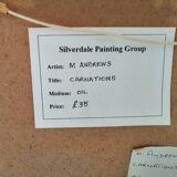 Still life with oil flowers on ancient panel