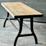 Industrial table with cast iron legs