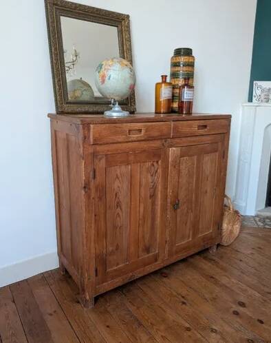 Vintage Parisian Buffet - Patinated Blonde Pine - 100x100cm