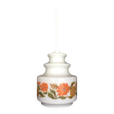 White globe and orange saucers stacked seventies pop