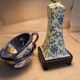 Ceramic lamp, new fabric cable, cotton lampshade.