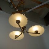 Lustre Bauhaus, fonctionnaliste en chrome et verre, 1920