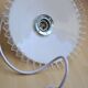 White scalloped opaline hanging and chrome metal sleeve