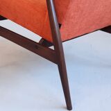 1960 Henryk Lis mid century armchair in rusty orange