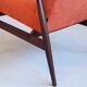 Fauteuil 1960 Henryk Lis Mid Century en orange rouille