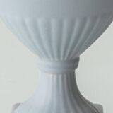 Neoclassical blue ceramic table lamp, pleated William Morris Acanthus shade.