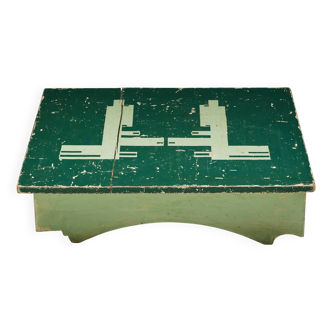 Green Art Populaire Side Table, France, 19th Century