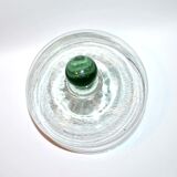 Cloche à fromage ancienne en verre soufflé vert - Globe vintage couvercle