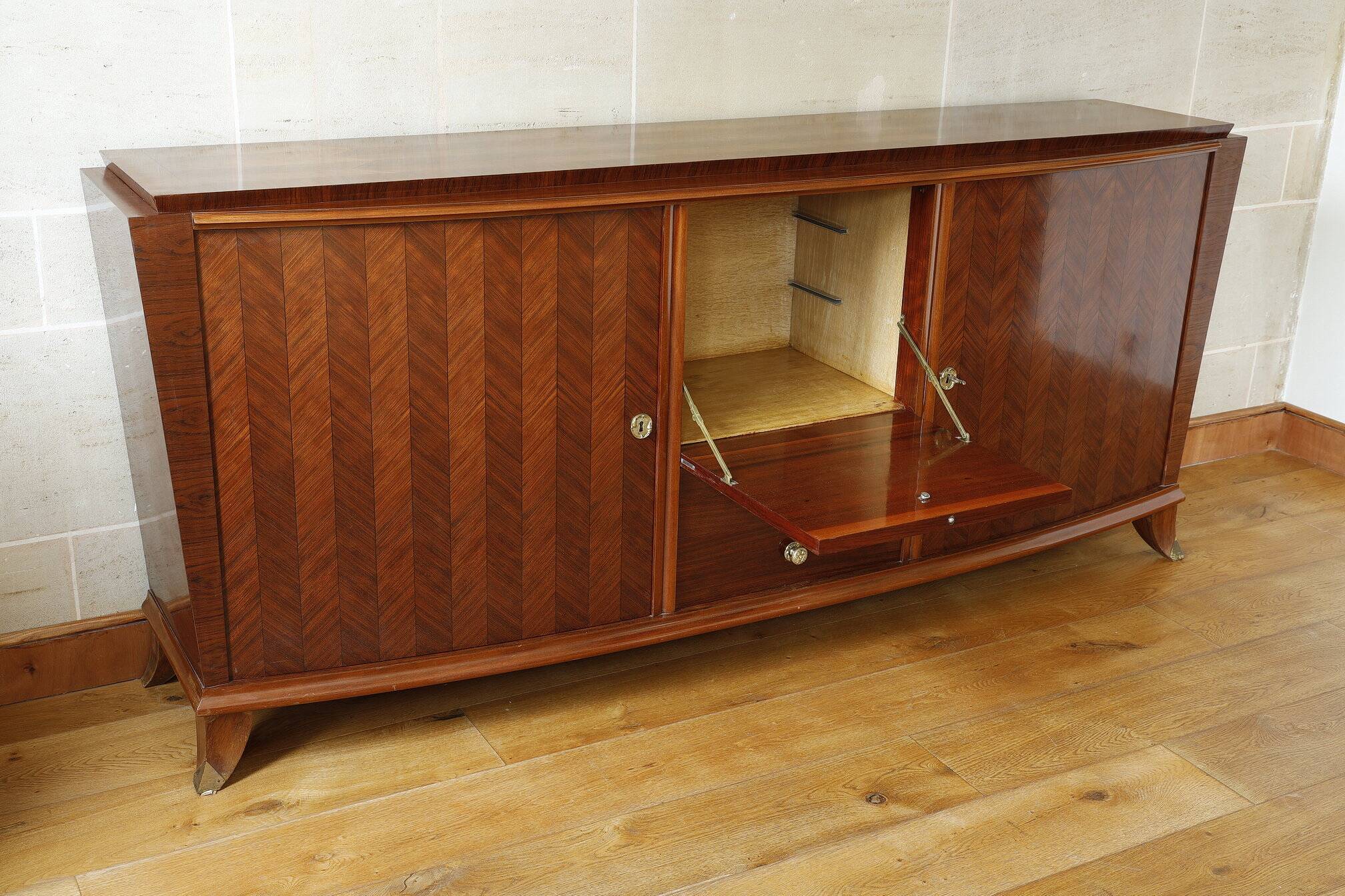 Rosewood and rosewood sideboard in the style of Jules Leleu
