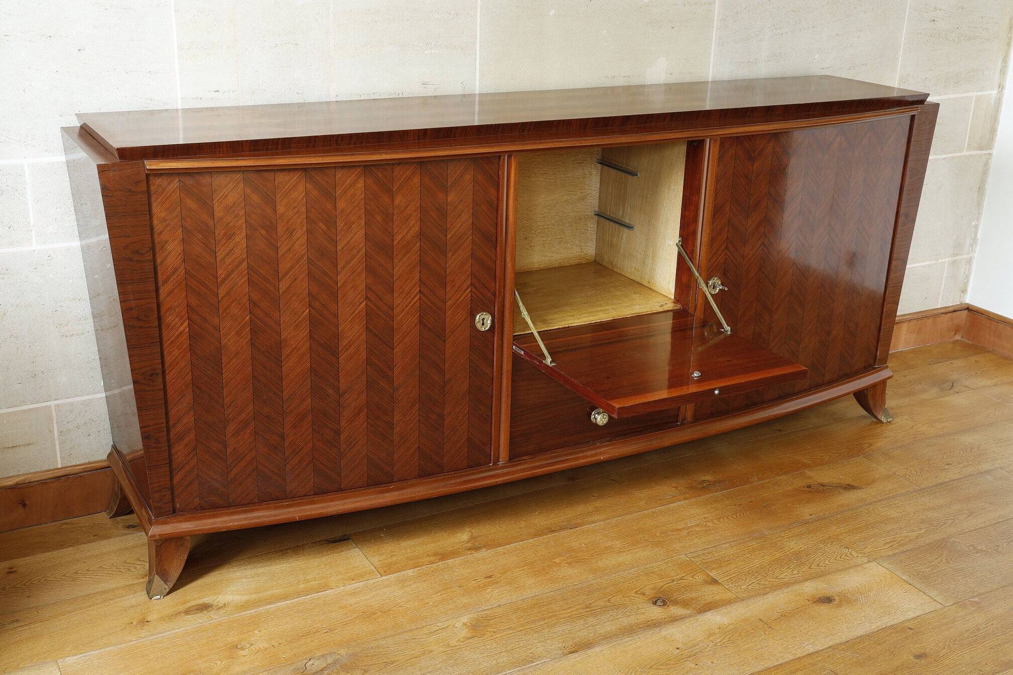 Rosewood and rosewood sideboard in the style of Jules Leleu