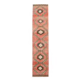 Vintage Pale Red Oriental Persian Runner Rug, 84x389Cm