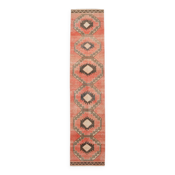 Vintage Pale Red Oriental Persian Runner Rug, 84x389Cm
