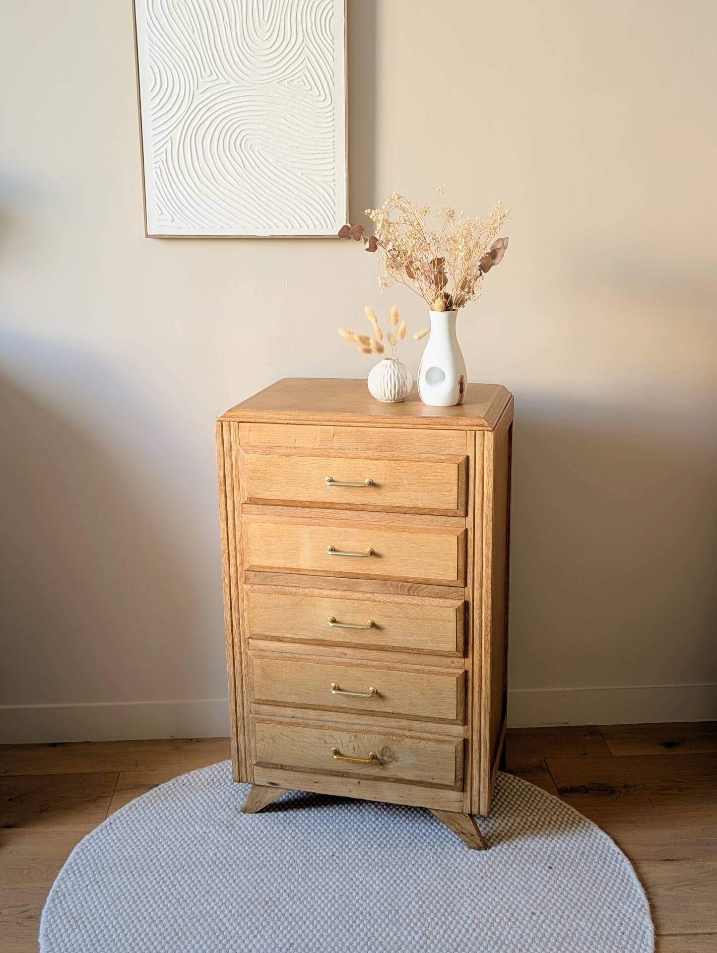 Chiffonnier vintage années 50 60 rénové pieds compas